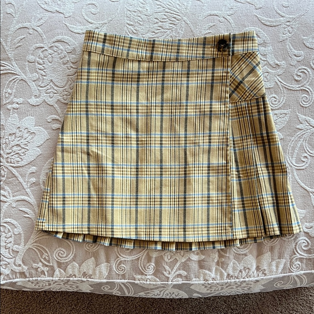 Urban Outfitters Yellow and Blue Plaid Mini Skirt